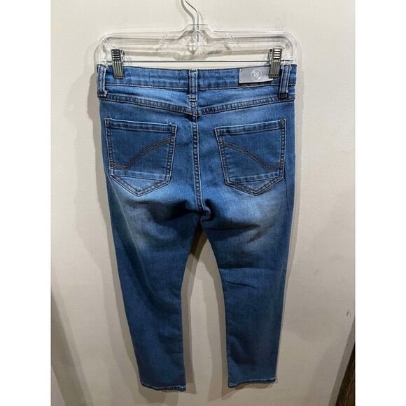 Ring Of Fire Jeans Womens Size 14 Slim Blue Mid Rise Distressed Whiskered Denim - Picture 2 of 9